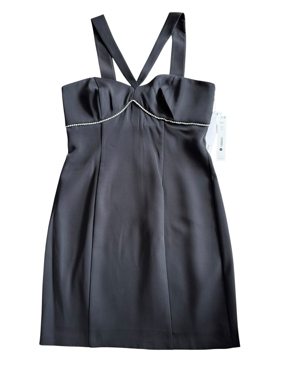 AQUA BLACK RHINESTONE MINI DRESS SIZE 8 NWT FORMAL